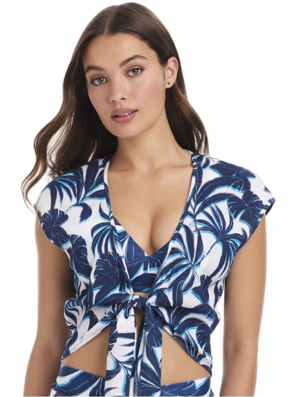 Two piece set cotton swim coverup shorts and top
